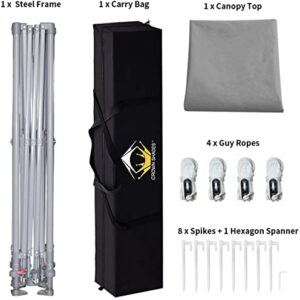 CROWN SHADES Canopy Tent 10x10 One Push Pop up Canopy Easy Up Canopy Bonus Carry Bag, 8 Stakes, 4 Ropes, Grey