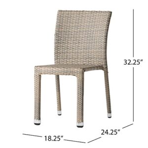 Christopher Knight Home Dover Outdoor Wicker Armless Stacking Chairs with Aluminum Frame, 4-Pcs Set, Chateau Grey