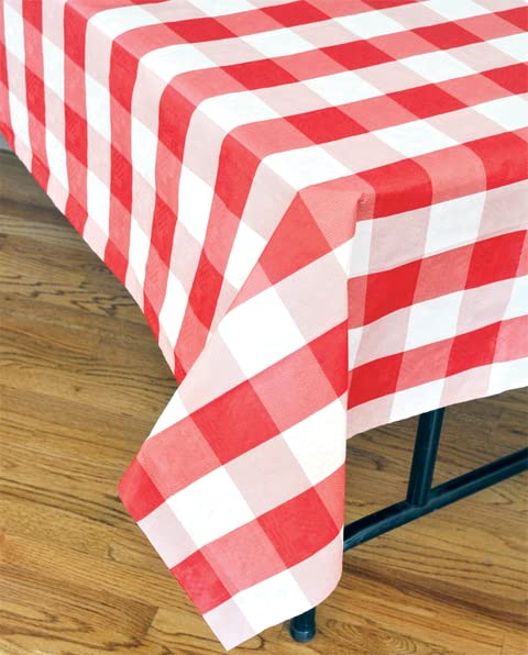 Havercamp Red and White Plaid Table Cover |2 Pack | 54" x 108" | Classic Plaid Collection | Great for Picnic, Barbecue, Cookout, Lumberjack Theme, Playground