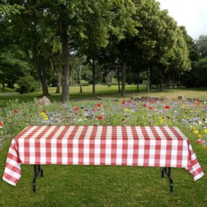 Havercamp Red and White Plaid Table Cover |2 Pack | 54" x 108" | Classic Plaid Collection | Great for Picnic, Barbecue, Cookout, Lumberjack Theme, Playground