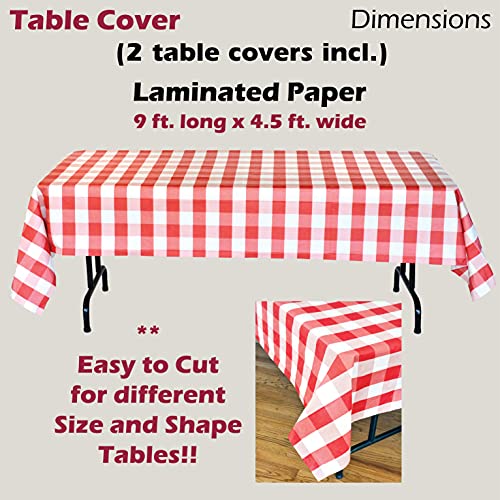 Havercamp Red and White Plaid Table Cover |2 Pack | 54" x 108" | Classic Plaid Collection | Great for Picnic, Barbecue, Cookout, Lumberjack Theme, Playground