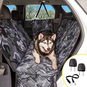 meadowlark xl premium hammock dog car seat cover back seat, dog cover car seat protector, non-slip, dog stuff, anti shock, water repellant, pet car seat cover for dogs w/seat belt & 2 headrest covers