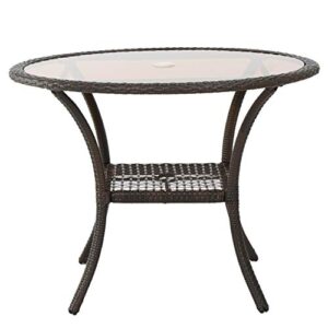 christopher knight home san pico wicker glass table, multibrown