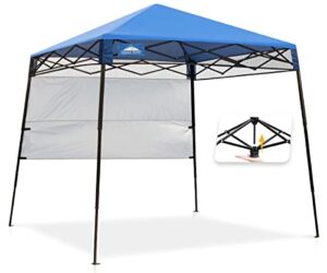 eagle peak day tripper 8×8 slant leg lightweight compact portable canopy w/backpack easy one person set-up folding shelter 6x 6 top and 8×8 base (blue)