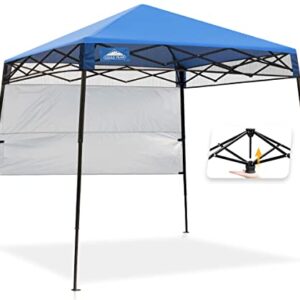 EAGLE PEAK Day Tripper 8x8 Slant Leg Lightweight Compact Portable Canopy w/Backpack Easy One Person Set-up Folding Shelter 6X 6 Top and 8x8 Base (Blue)