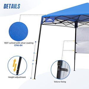 EAGLE PEAK Day Tripper 8x8 Slant Leg Lightweight Compact Portable Canopy w/Backpack Easy One Person Set-up Folding Shelter 6X 6 Top and 8x8 Base (Blue)