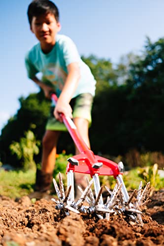 Garden Weasel Cultivator and Hand Tiller 90206 - Garden Tiller with Detachable Tines - Manual Hand Ground Tiller - Weather and Rust Resistant - Carbon Steel