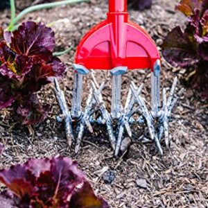 Garden Weasel Cultivator and Hand Tiller 90206 - Garden Tiller with Detachable Tines - Manual Hand Ground Tiller - Weather and Rust Resistant - Carbon Steel