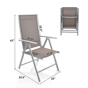 Dporticus Set of 2 Patio Folding Sling Back Chairs Aluminum Adjustable Reclining Indoor Outdoor Deck Camping Garden Pool