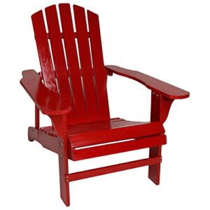 sunnydaze coastal bliss outdoor painted adirondack chair – natural fir wood construction – patio, deck, fire pit, garden, porch and lawn seating – red