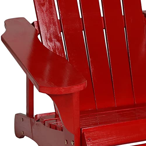 Sunnydaze Coastal Bliss Outdoor Painted Adirondack Chair - Natural Fir Wood Construction - Patio, Deck, Fire Pit, Garden, Porch and Lawn Seating - Red