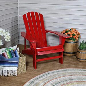 Sunnydaze Coastal Bliss Outdoor Painted Adirondack Chair - Natural Fir Wood Construction - Patio, Deck, Fire Pit, Garden, Porch and Lawn Seating - Red