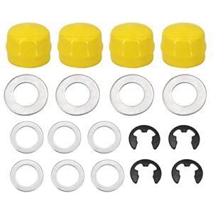 kipa front wheel axle hardware kit replacement for john deere m143338 gx21931 r27434 z9972h m123254 hub caps thrust washers e-clips pack-4