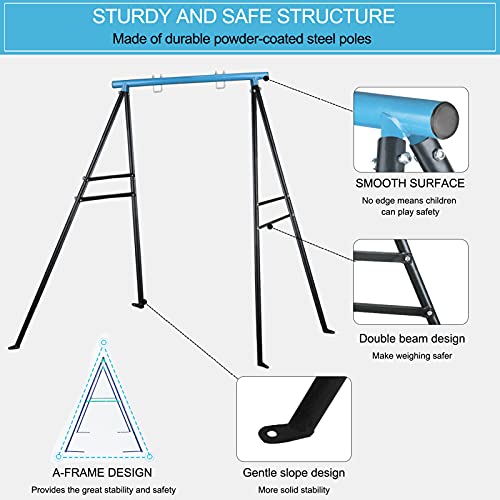 LMYE Swing Stand, New Upgraded Extended Metal Swing Frame with Ground Nail for Most Swings, Length 36", Height 72.8" Saucer Swing NOT Included