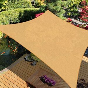 icover sun shade sail canopy 12’x16′, 185gsm fabric permeable pergolas top cover, for outdoor patio lawn garden backyard awning, sand