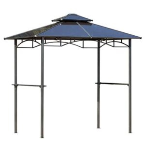 outsunny 8′ x 5′ barbecue grill gazebo tent, outdoor bbq canopy with side shelves, and double layer pc roof, brown