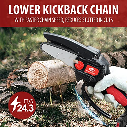 Mini Chainsaw Cordless Upgraded, 4 Inch Handheld Battery Powered Chainsaw, Tool-less Chain Tensioning, Pruning Shears Chainsaw, Super Lightweight Electric Hand Saw for Tree Trimming, Wood Cutting