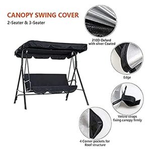 JHGF Patio Swing Canopy Waterproof Top Cover Set, Replacement for Chair Awning Glider All Weather Protection Outdoor Garden Furniture Covers, Red, Two-person seat142*120*18