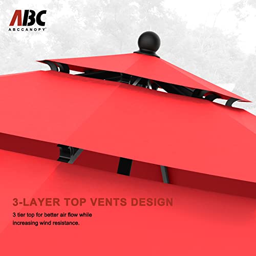 ABCCANOPY Patio Umbrellas 3-Tiers 9FT (Red)