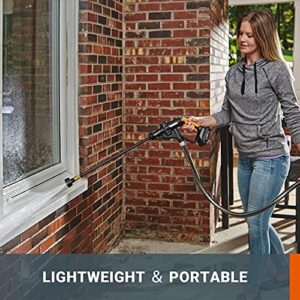 WORX 20V Cordless Pressure Washer WG625.4 Portable Power Hydroshot Cleaner Suitable for Car Washing & Surface Cleaning w/ Accessories, 1*2.0Ah Battery&0.4A Charger Included w/ 5-in-1 Adjustable Nozzle