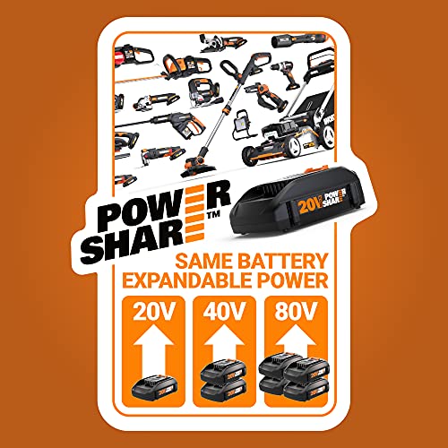 WORX 20V Cordless Pressure Washer WG625.4 Portable Power Hydroshot Cleaner Suitable for Car Washing & Surface Cleaning w/ Accessories, 1*2.0Ah Battery&0.4A Charger Included w/ 5-in-1 Adjustable Nozzle