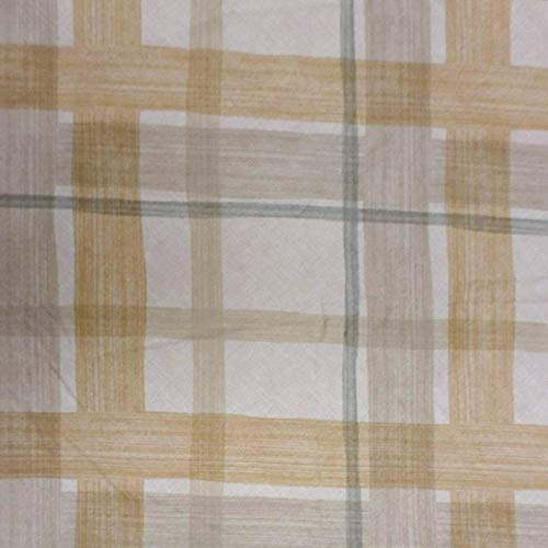 LAMINET Elastic Fitted Table Cover - Harvest Plaid (Beige) - Oblong/Oval - Fits Tables up to 48 x 68”