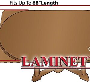 LAMINET Elastic Fitted Table Cover - Harvest Plaid (Beige) - Oblong/Oval - Fits Tables up to 48 x 68”