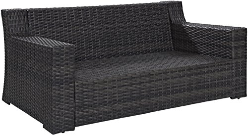 Crosley Furniture KO70102BR Beaufort Outdoor Wicker Loveseat, Brown with Mist Cushions