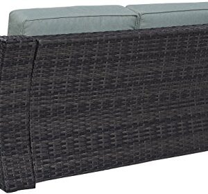 Crosley Furniture KO70102BR Beaufort Outdoor Wicker Loveseat, Brown with Mist Cushions