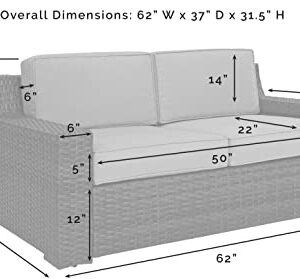 Crosley Furniture KO70102BR Beaufort Outdoor Wicker Loveseat, Brown with Mist Cushions