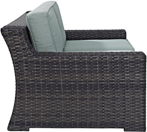 Crosley Furniture KO70102BR Beaufort Outdoor Wicker Loveseat, Brown with Mist Cushions