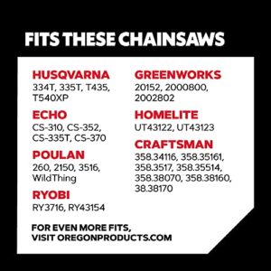 Oregon 3-Pack S56 AdvanceCut Chainsaw Chains for 16-Inch Bar -56 Drive Links – low-kickback chain fits Husqvarna, Echo, Poulan, Wen and more