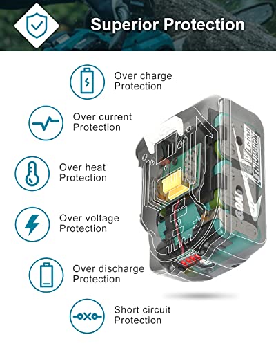 Amityke Battery for Makita 18V Battery 6.0Ah, 4Pack Replacement Batteries Compatible with Makita 18 Volts Battery BL1860 BL1820 1830B 1840B 1850B, Fit with Original Makita 18V Battery Chargers
