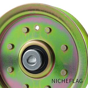 NICHEFLAG 753-08171 Idler Pulley kit is Compatible with Troy Bilt Pulley 753-08171 Cub Cadet, Cub Cadet 756-04129b Idler Pulley, 756-04129C, 956-04129, 956-04129B, Oregon 78-065