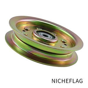 NICHEFLAG 753-08171 Idler Pulley kit is Compatible with Troy Bilt Pulley 753-08171 Cub Cadet, Cub Cadet 756-04129b Idler Pulley, 756-04129C, 956-04129, 956-04129B, Oregon 78-065