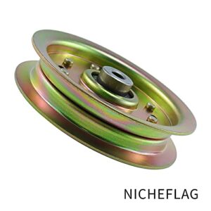 NICHEFLAG 753-08171 Idler Pulley kit is Compatible with Troy Bilt Pulley 753-08171 Cub Cadet, Cub Cadet 756-04129b Idler Pulley, 756-04129C, 956-04129, 956-04129B, Oregon 78-065