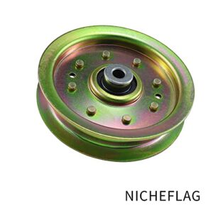 NICHEFLAG 753-08171 Idler Pulley kit is Compatible with Troy Bilt Pulley 753-08171 Cub Cadet, Cub Cadet 756-04129b Idler Pulley, 756-04129C, 956-04129, 956-04129B, Oregon 78-065