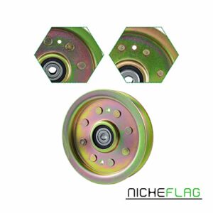 NICHEFLAG 753-08171 Idler Pulley kit is Compatible with Troy Bilt Pulley 753-08171 Cub Cadet, Cub Cadet 756-04129b Idler Pulley, 756-04129C, 956-04129, 956-04129B, Oregon 78-065