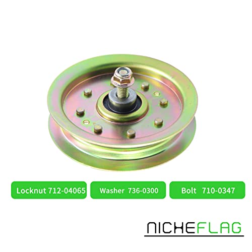 NICHEFLAG 753-08171 Idler Pulley kit is Compatible with Troy Bilt Pulley 753-08171 Cub Cadet, Cub Cadet 756-04129b Idler Pulley, 756-04129C, 956-04129, 956-04129B, Oregon 78-065