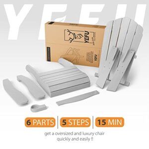 YEFU Adirondack Chair 3-Piece Set （Grey with 2 Oversized Plastic Adirondack Chair with Cup-Holder + an Outdoor Double Outdoor Side Table