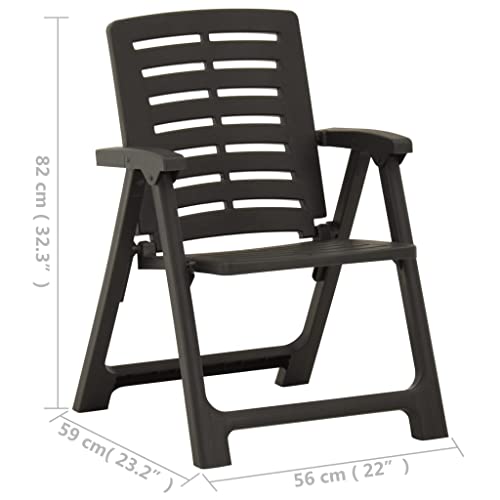 vidaXL 2X Garden Chairs Outdoor Patio Terrace Backyard Yard Seating Seat Summer Armchair Sitting Dinner Dining Chairs Furniture Plastic Anthracite