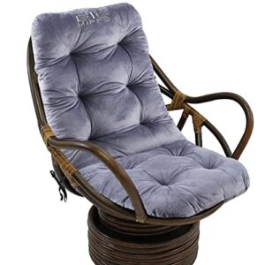 Big Hippo Solid Twill Swivel Rocker Chair Cushion, Rocking Chair Cushion,Soft Thicken Rocking Chair Cushion with Ties for Outdoor Indoor Home Office,Gray 48" x18"