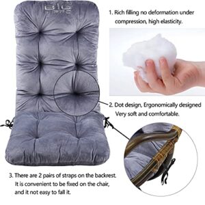 Big Hippo Solid Twill Swivel Rocker Chair Cushion, Rocking Chair Cushion,Soft Thicken Rocking Chair Cushion with Ties for Outdoor Indoor Home Office,Gray 48" x18"