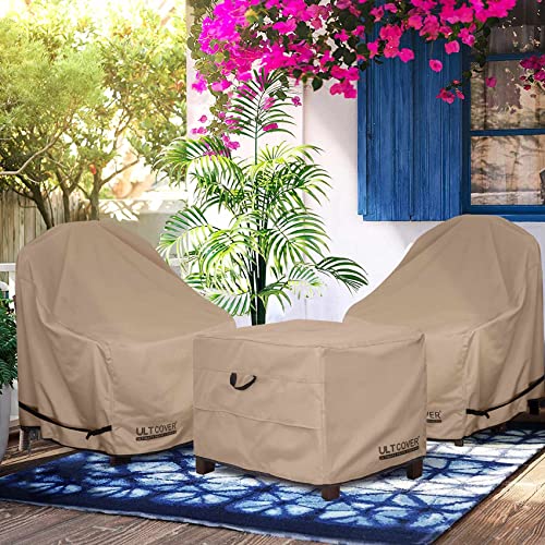 ULTCOVER Waterproof Patio Ottoman Cover Square Outdoor Side Table Furniture Covers Size 20L x 20W x 18H inch