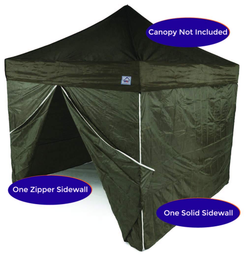 Impact Canopy 10-Foot Canopy Tent Wall Set, 1 Solid Sidewall and 1 Middle Zipper Sidewall Only, Black