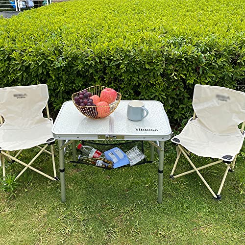 YihuiKo 24''x16'' Folding Camping Table - Portable Aluminum Small Picnic Folding Table - Adjustable Height Outdoor Camp Table for Picnic, Boat, Mini Van, Truckers, RV