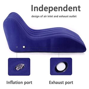 ptlsy Inflatable Lounge Chair for Adult,Chair Sofa with Household Air Pump, S-Shape Air Sofa Couch, Inflatable Lounge Deck Chair Multi-Function for Indoor Livingroom Bedroom Indoor Outdoor (Blue)