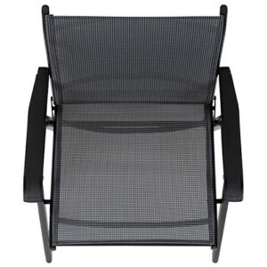 EMMA + OLIVER Gray Outdoor Folding Patio Sling Chair with Black Frame/Portable Chair (2 Pack)