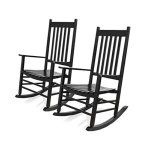 MAMIZO Wooden Rocking Chair Outdoor with High Back,Rocking Chair Indoor Oversized Easy to Assemble for Garden,Lawn,Balcony,Backyard,Porch,Wooden Rocking Chair Set of 2,Porch Rocker 2PCS