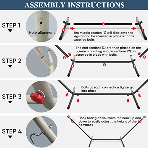 Anyoo Hammock Stand Portable Heavy Duty Steel Stand Easy to Assemble with Carrying Bag Sturdiness Hammock Frame Universal Multi-Use 550 lb Capacity for Outdoor & Indoor Garden
